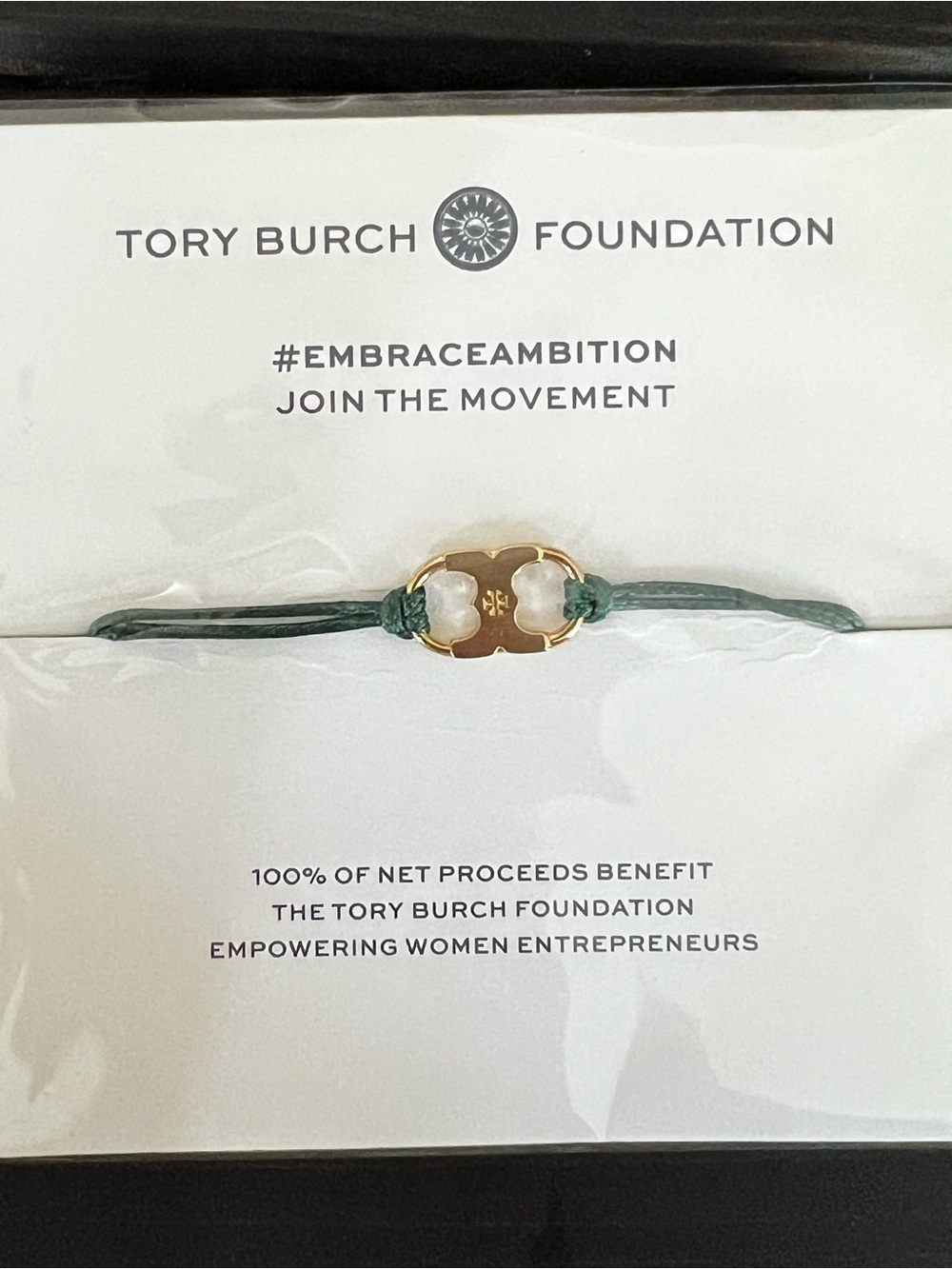 Tory Burch Foundation Green & Gold Cord Bracelet